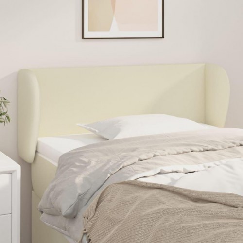 Sengegavl med kanter 93x23x78/88 cm kunstlæder cremefarvet