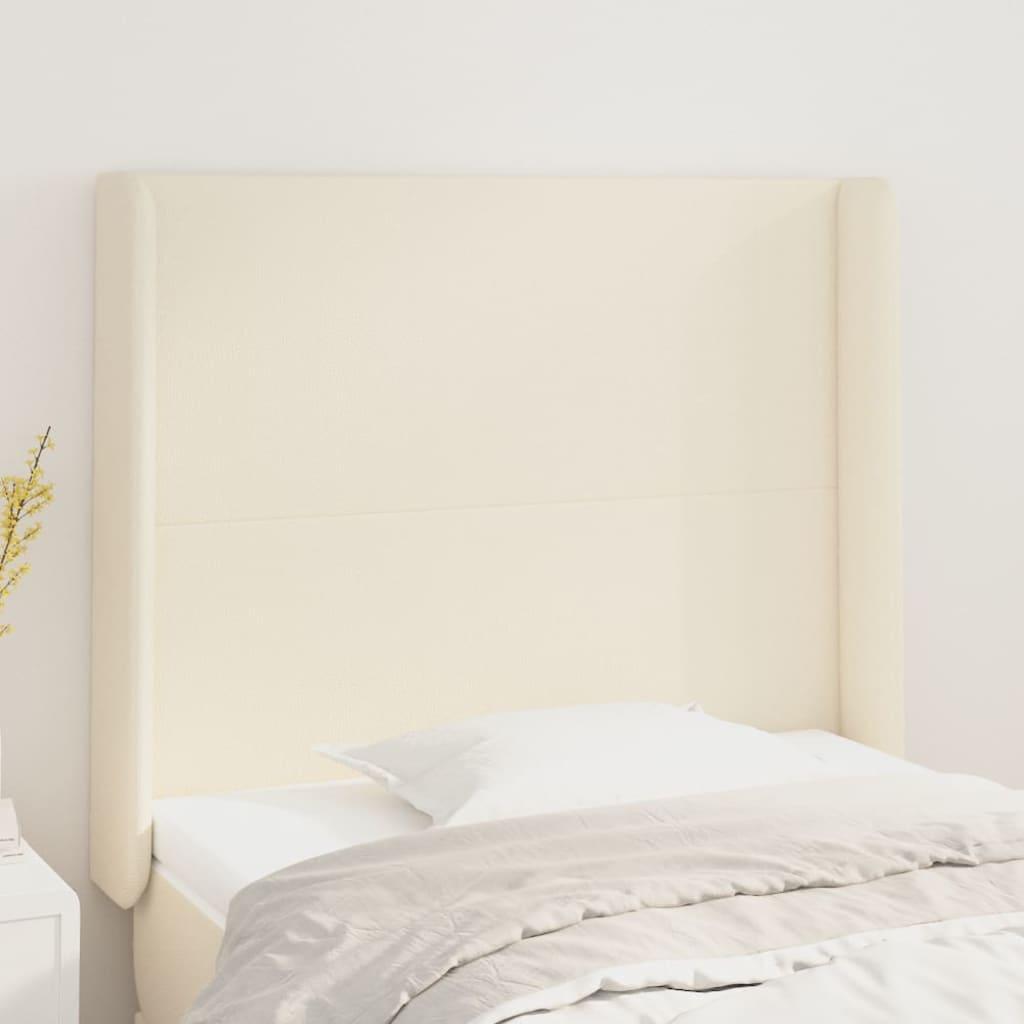 vidaXL sengegavl med kanter 103x16x118/128 cm kunstlæder cremefarvet