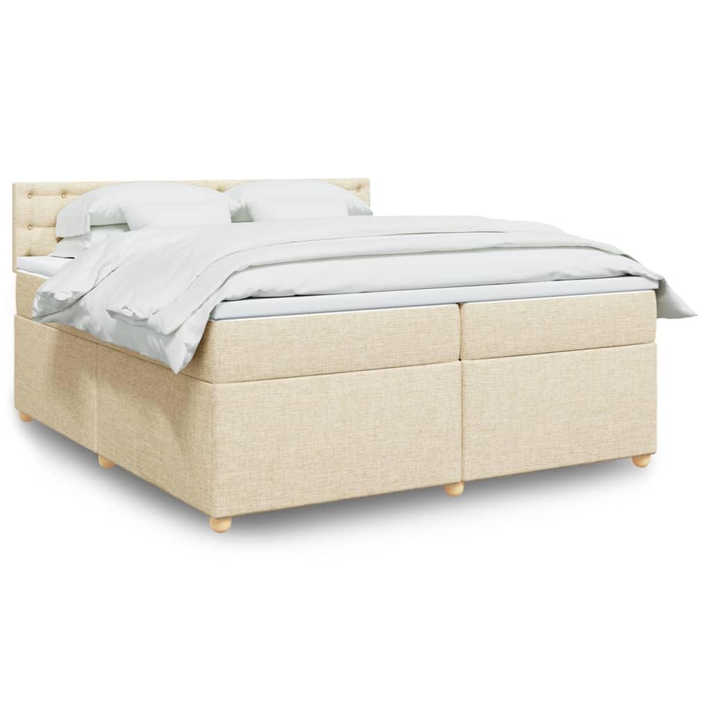 vidaXL kontinentalseng med madras 200x200 cm stof cremefarvet