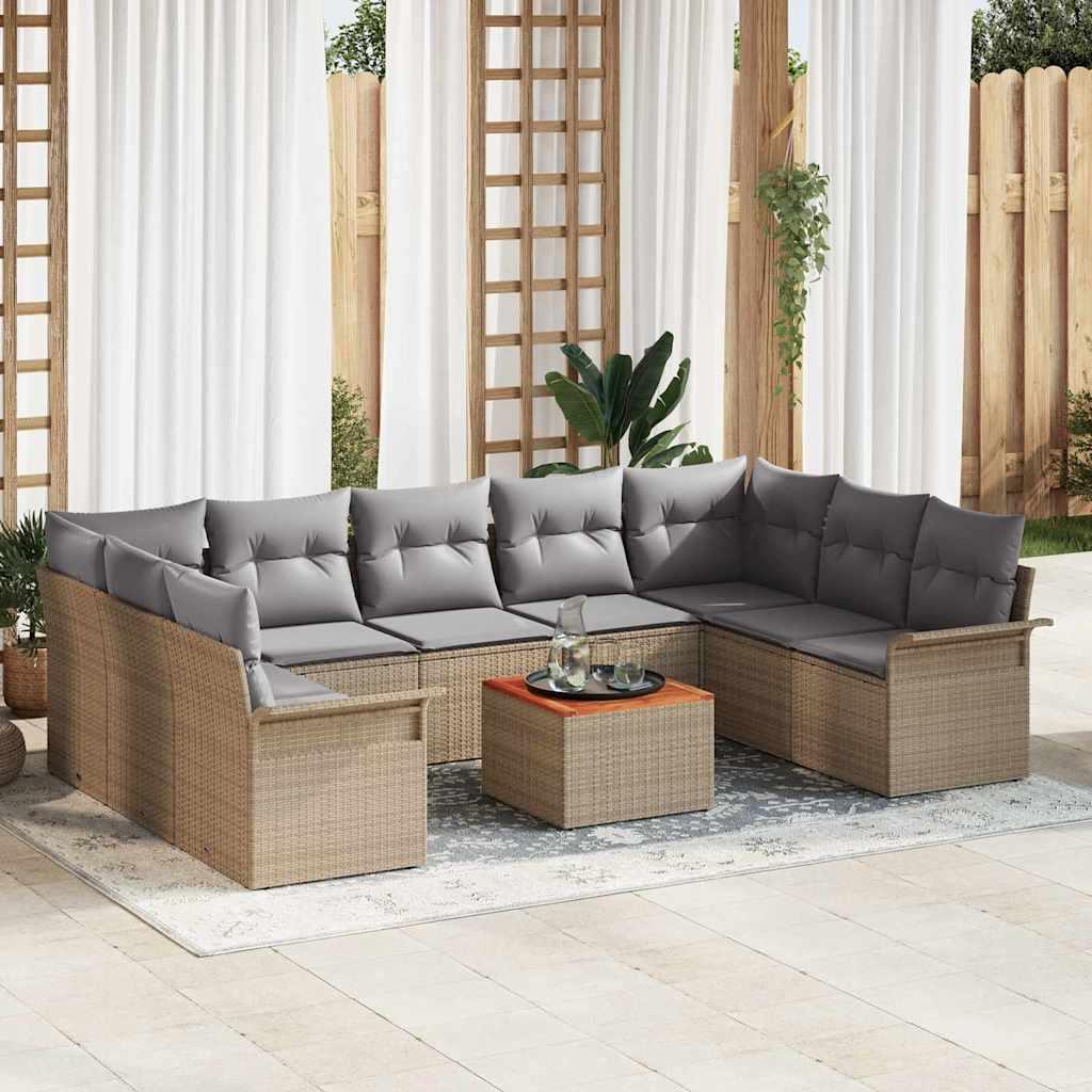 Havesofa Sæt med pude 10 stk Beige og lys grå 55 x 55 x 37 cm