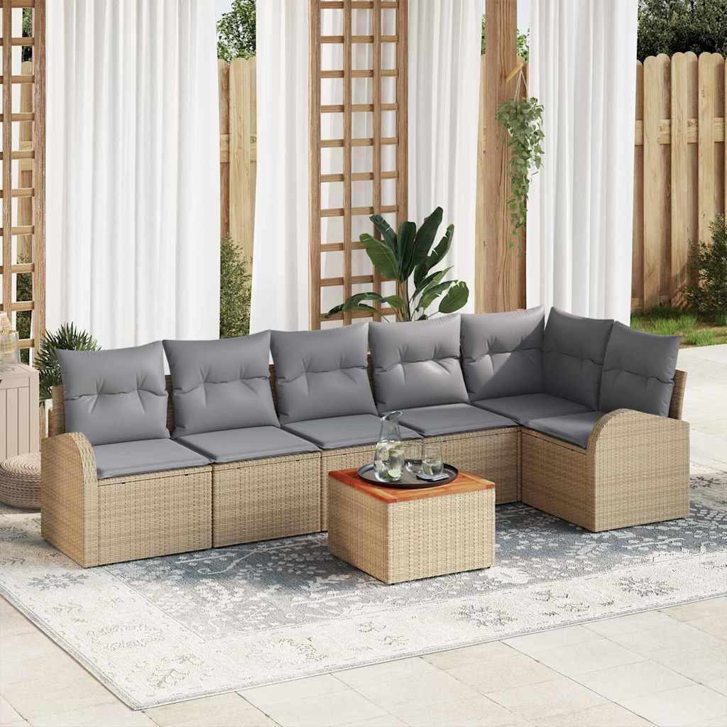 Havesofa Sæt 7 stk beige og lysegrå