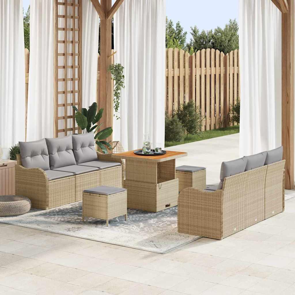 Havesofa SÃ¦t 9 stk Beige polyrattan