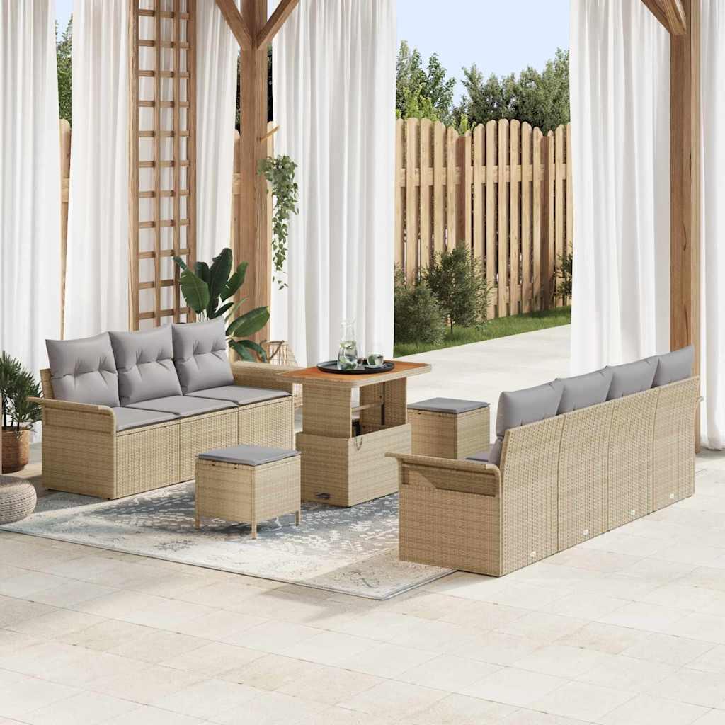 Havesofa Sæt med pude 10 stk Beige og lys grå 90 x 55 x 71 cm