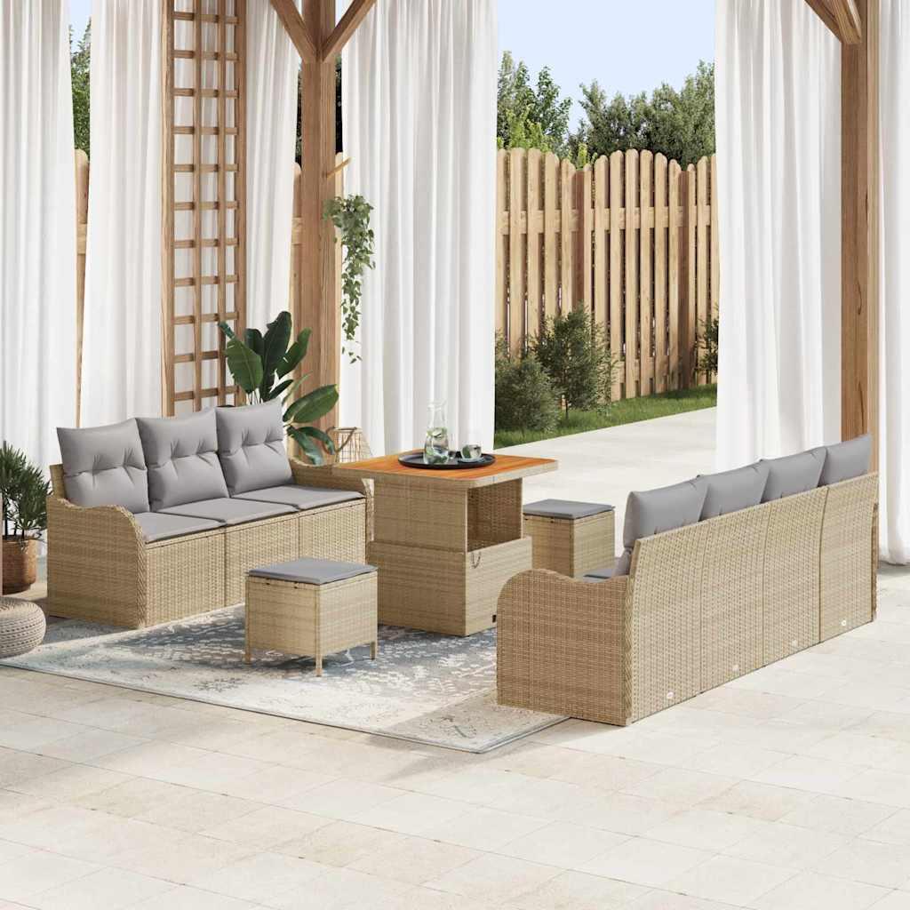 Havesofa Sæt med pude 10 stk Beige og lys grå 80 x 80 x 71 cm