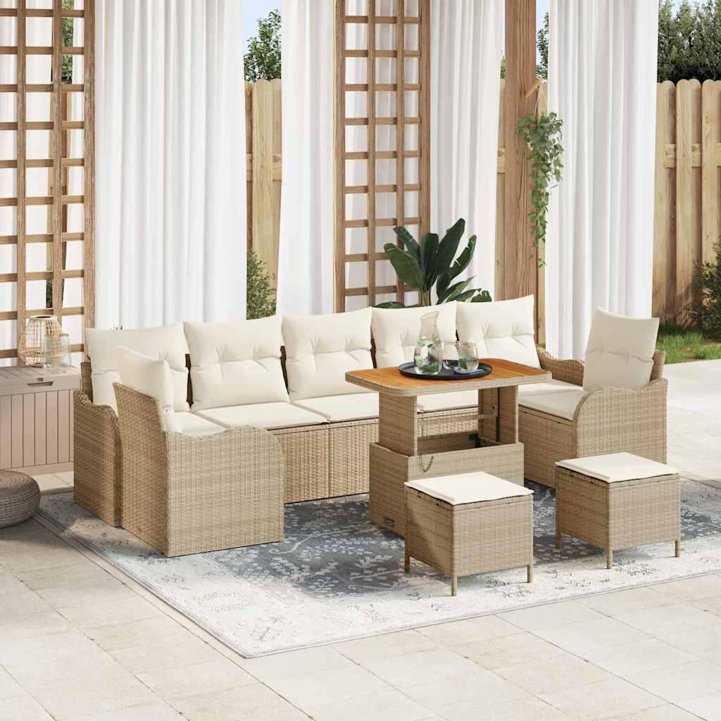 Havesofa Sæt med pude 10 stk Beige og creme 90 x 55 x 71 cm