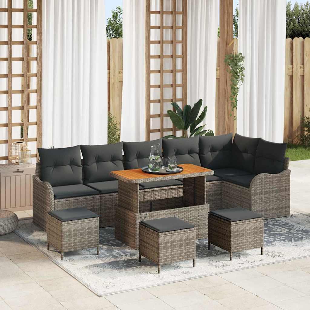 Havesofa Sæt med pude med pude 10 stk Grå 110 x 55 x 71 cm