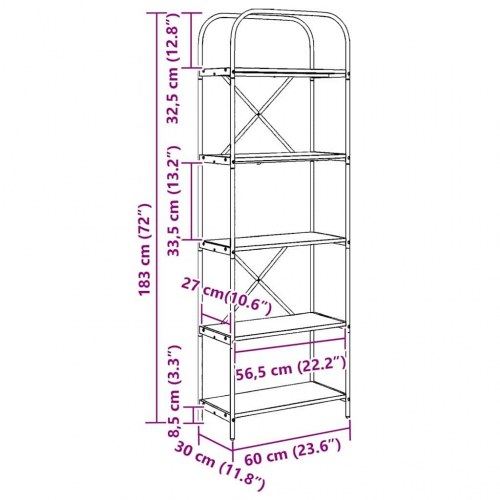 Bogreol artisan eg 60 x 30 x 183 cm Konstrueret træ