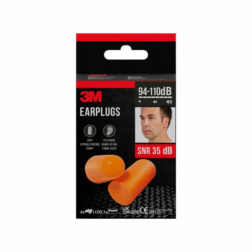 3M ørepropper - 4 dele, orange, SNR 35 dB