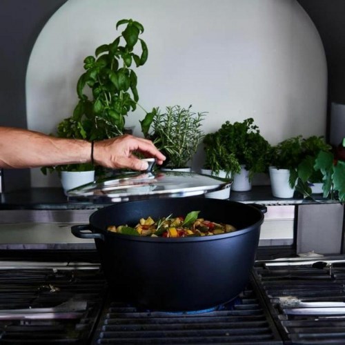 Stegegryde Baumalu med glaslåg - sort, Ø 32 cm, 10 l