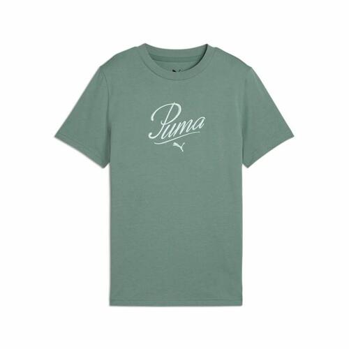 Puma Essentials kortærmet T-shirt til piger, grøn/blå - 15-16 år