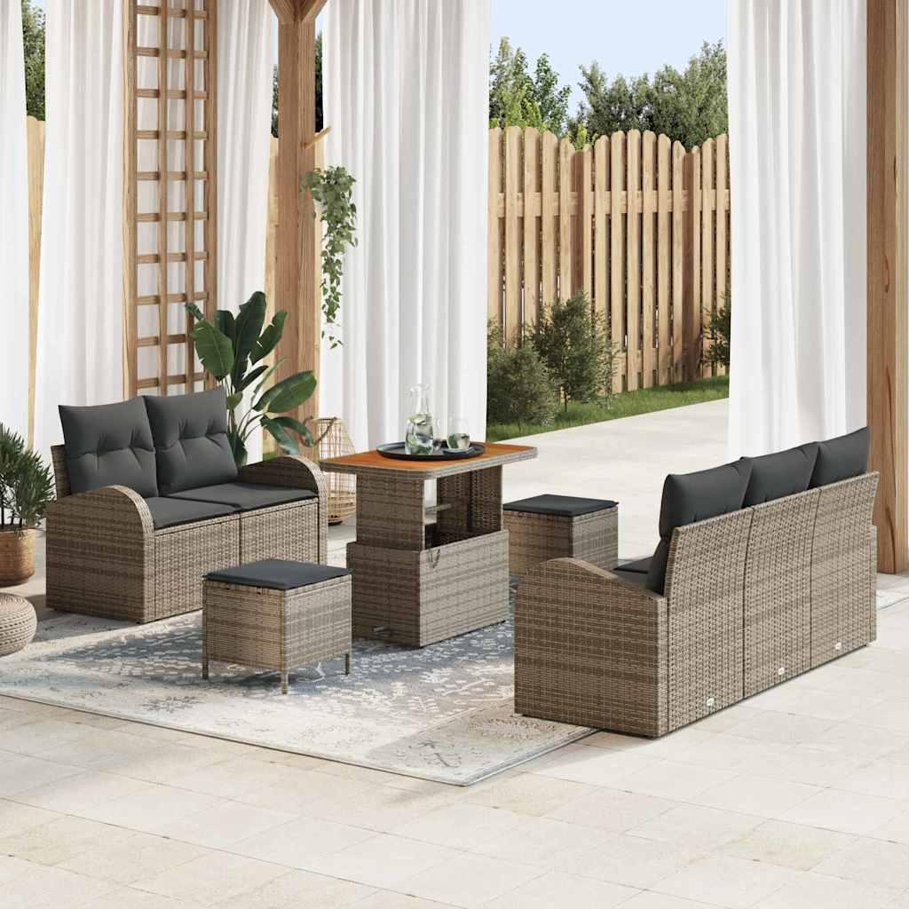 Havesofa Sæt med pude med opbevaring 8 stk Grå 90 x 55 x 71 cm