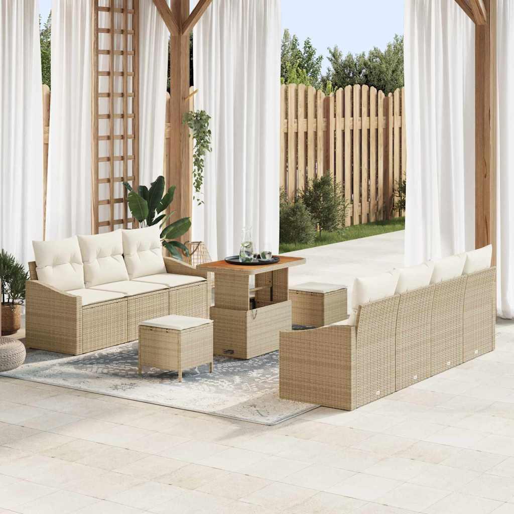 Havesofa Sæt med pude 10 stk Beige og creme 90 x 55 x 71 cm