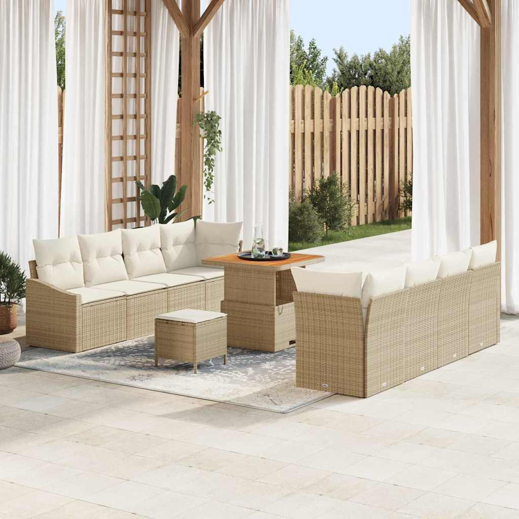 Havesofa Sæt med pude 11 stk Beige og creme 80 x 80 x 71 cm