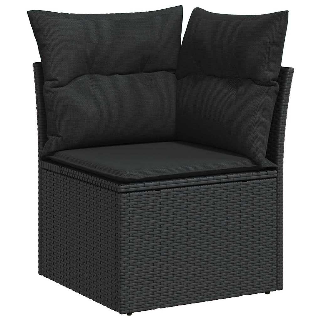 Havesofa sæt med opbevaring - 9 dele i sort poly rattan