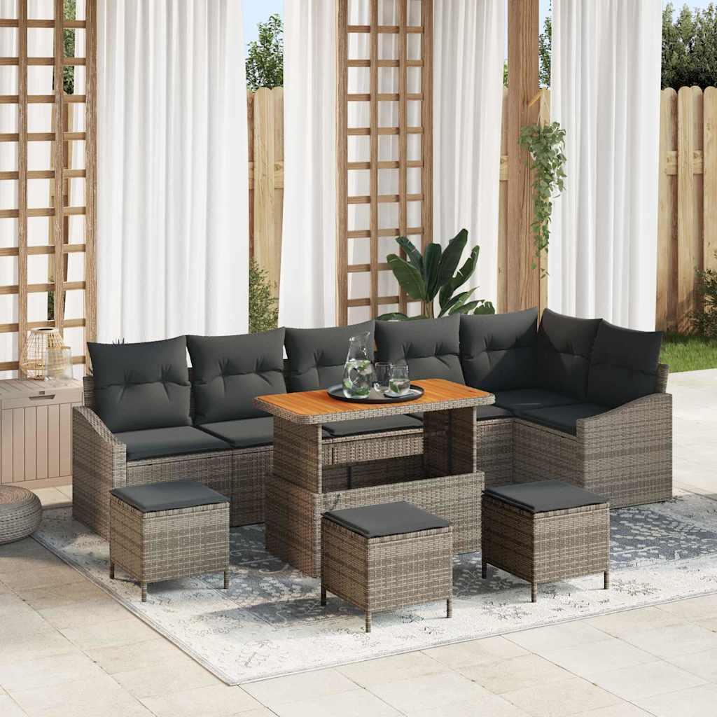 Havesofa Sæt 10 stk Grå 110 x 55 x 71 cm Massiv akacietræ
