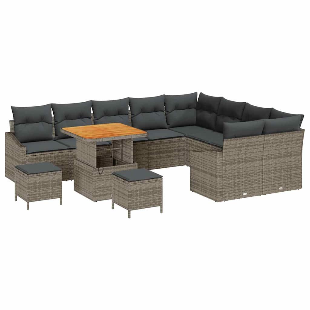 Havesofa Sæt med pude med opbevaring 12 stk Grå 80 x 80 x 71 cm