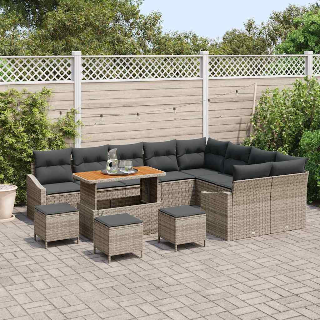 Havesofa Sæt med pude med pude 13 stk Grå 110 x 55 x 71 cm