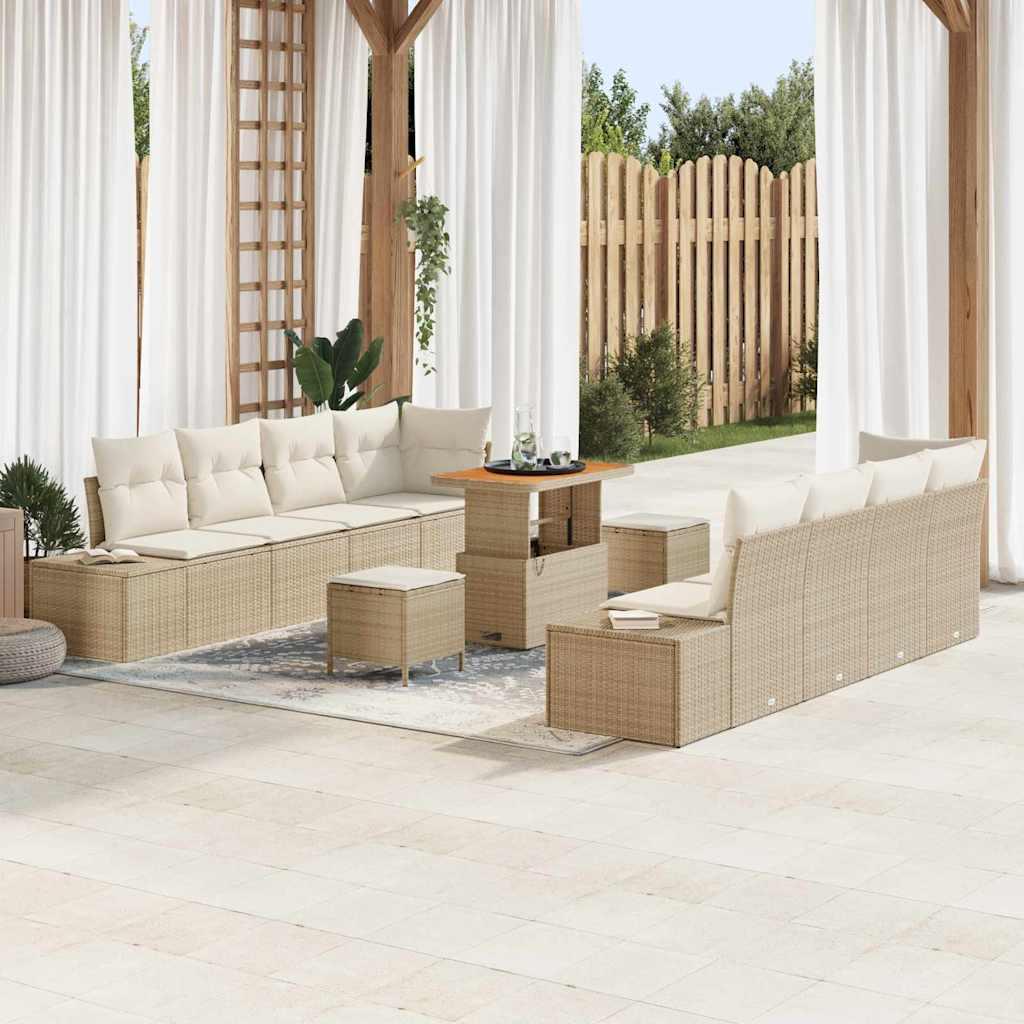 Havesofa Sæt med pude med opbevaring 11 stk Beige og creme
