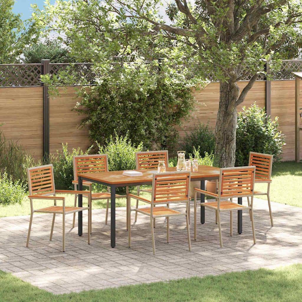 Have Spisebordssæt 7 stk Beige 180 x 90 x 75 cm polyrattan