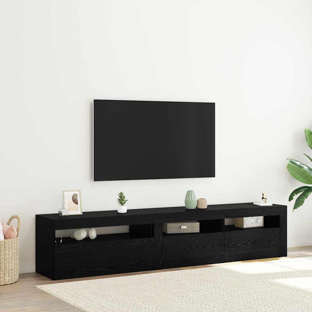 TV-møbler 2 stk Sort eg 195 x 35 x 40 cm Konstrueret træ