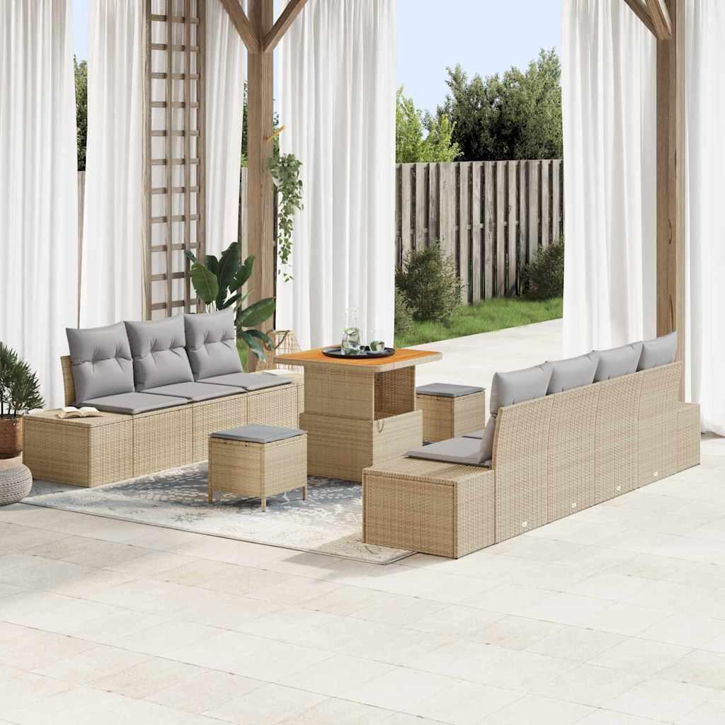 Havesofa Sæt med pude 10 stk Beige og lys grå 80 x 80 x 71 cm