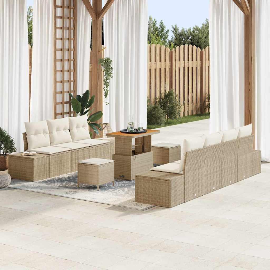 Havesofa Sæt med pude med opbevaring 10 stk Beige og creme