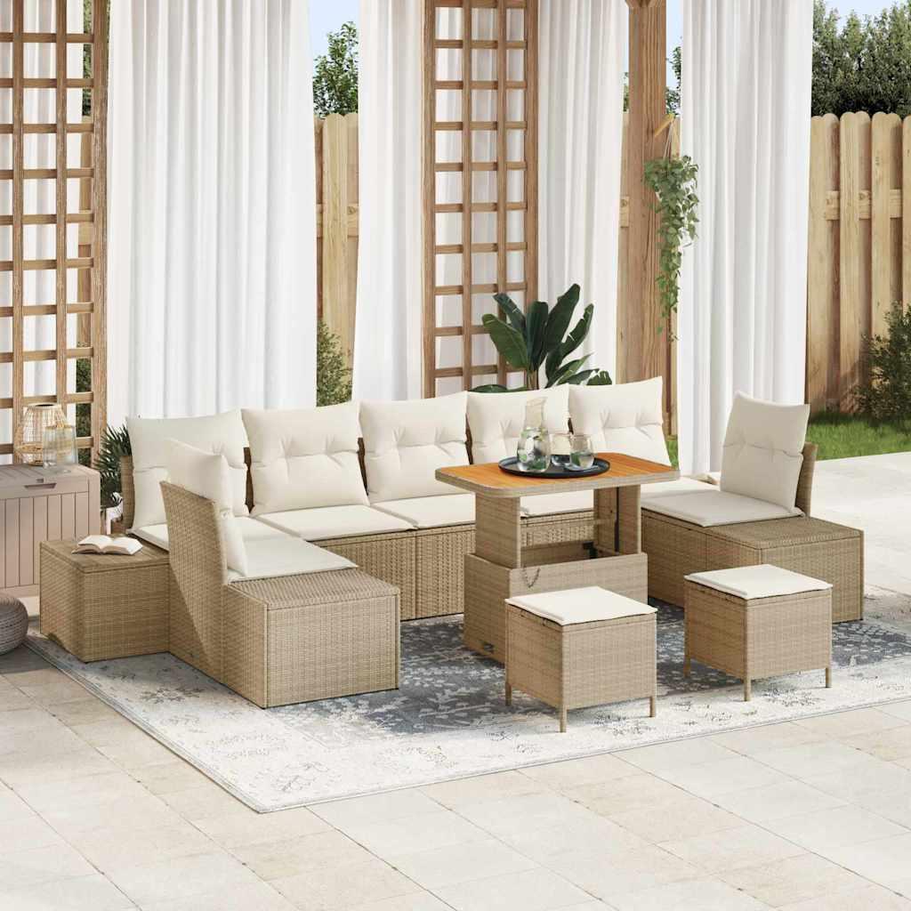 Havesofa Sæt med pude med opbevaring 10 stk Beige og creme