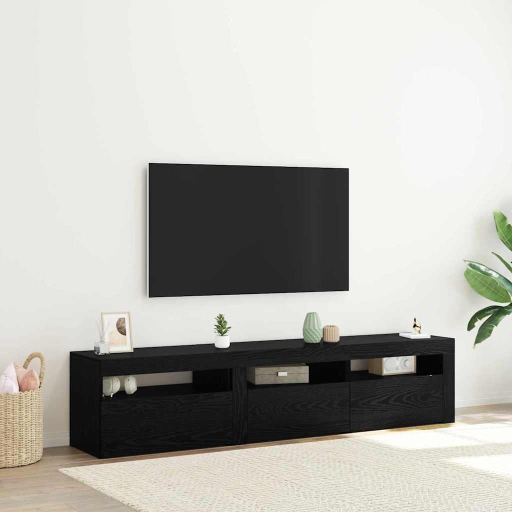 TV-møbler 2 stk Sort eg 180 x 35 x 40 cm Konstrueret træ