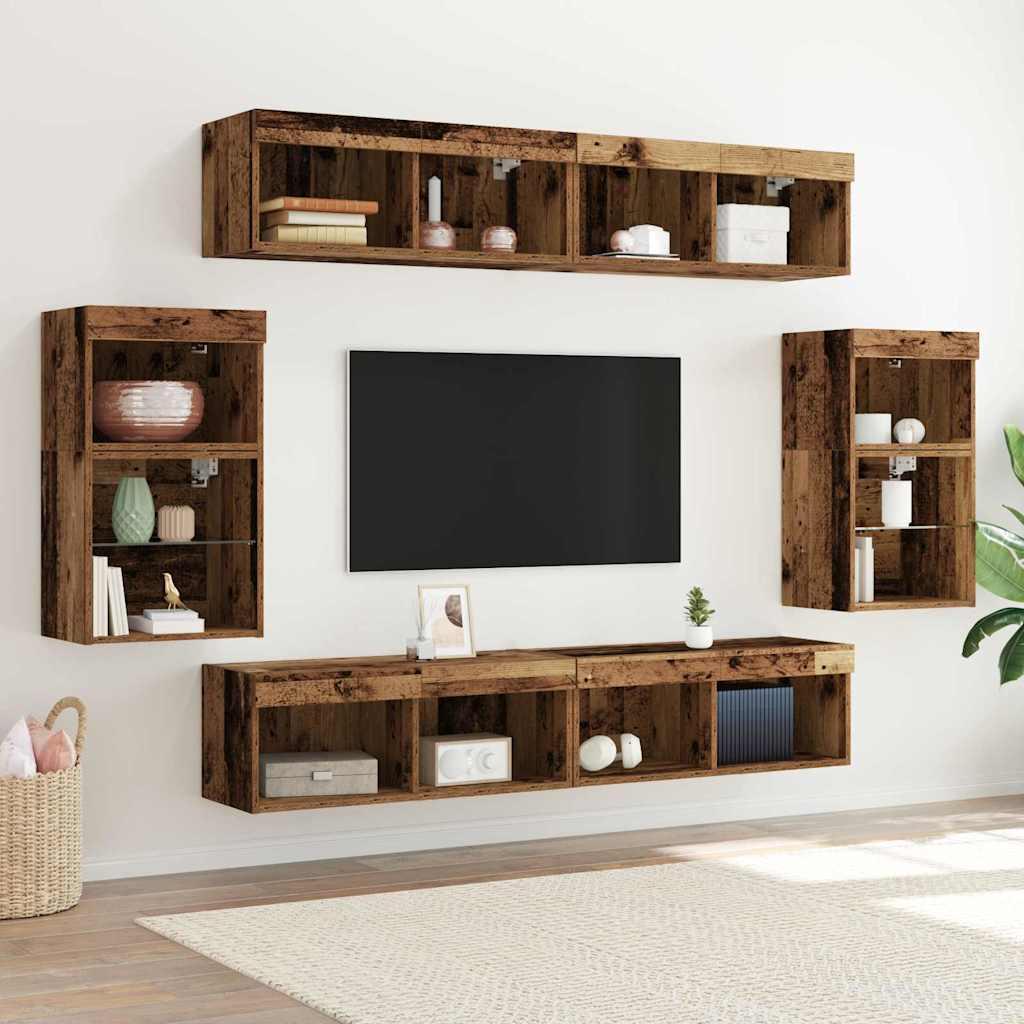 Underholdningscenter 8 stk Gammelt træ 40 x 28.5 x 40 cm