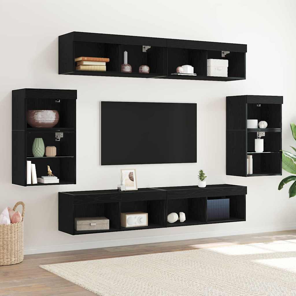 Underholdningscenter 8 stk Sort eg 40 x 28.5 x 40 cm