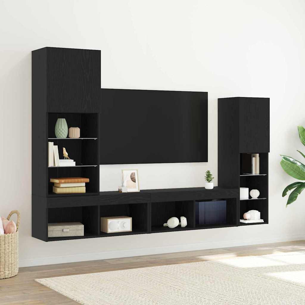 TV-skab Sort eg 40.5 x 30 x 102 cm Konstrueret trÃ¦