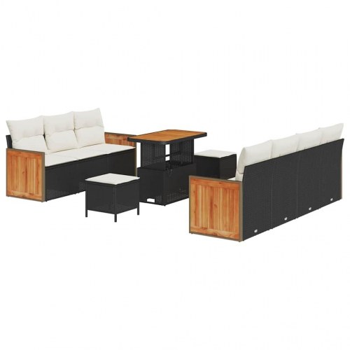 Havesofa Sæt 10 stk Sort og cremefarvet 90 x 55 x 71 cm