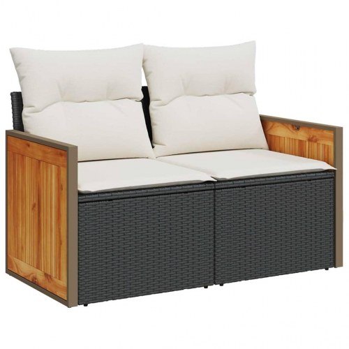 Havesofa Sæt 10 stk Sort og cremefarvet 90 x 55 x 71 cm