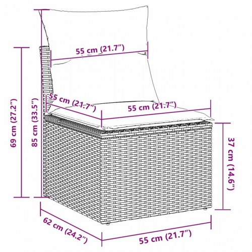 Havesofa Sæt 10 stk Sort og cremefarvet 90 x 55 x 71 cm
