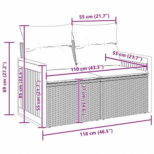 Havesofa Sæt 10 stk Sort og cremefarvet 90 x 55 x 71 cm