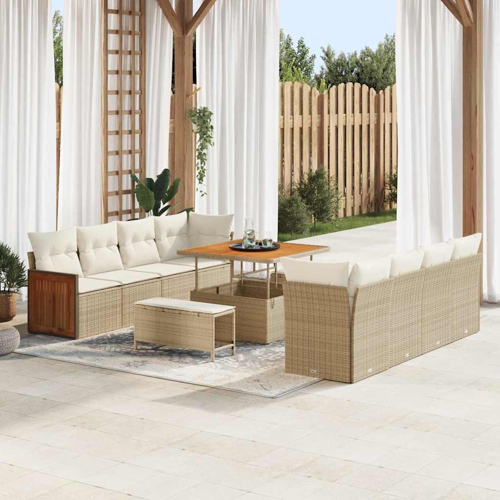 Havesofa SÃ¦t 11 stk beige og cremefarvet 100 x 100 x 71 cm