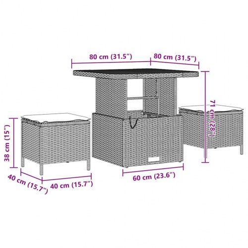 Havesofa Sæt med pude med opbevaring 10 stk beige og lysegrå