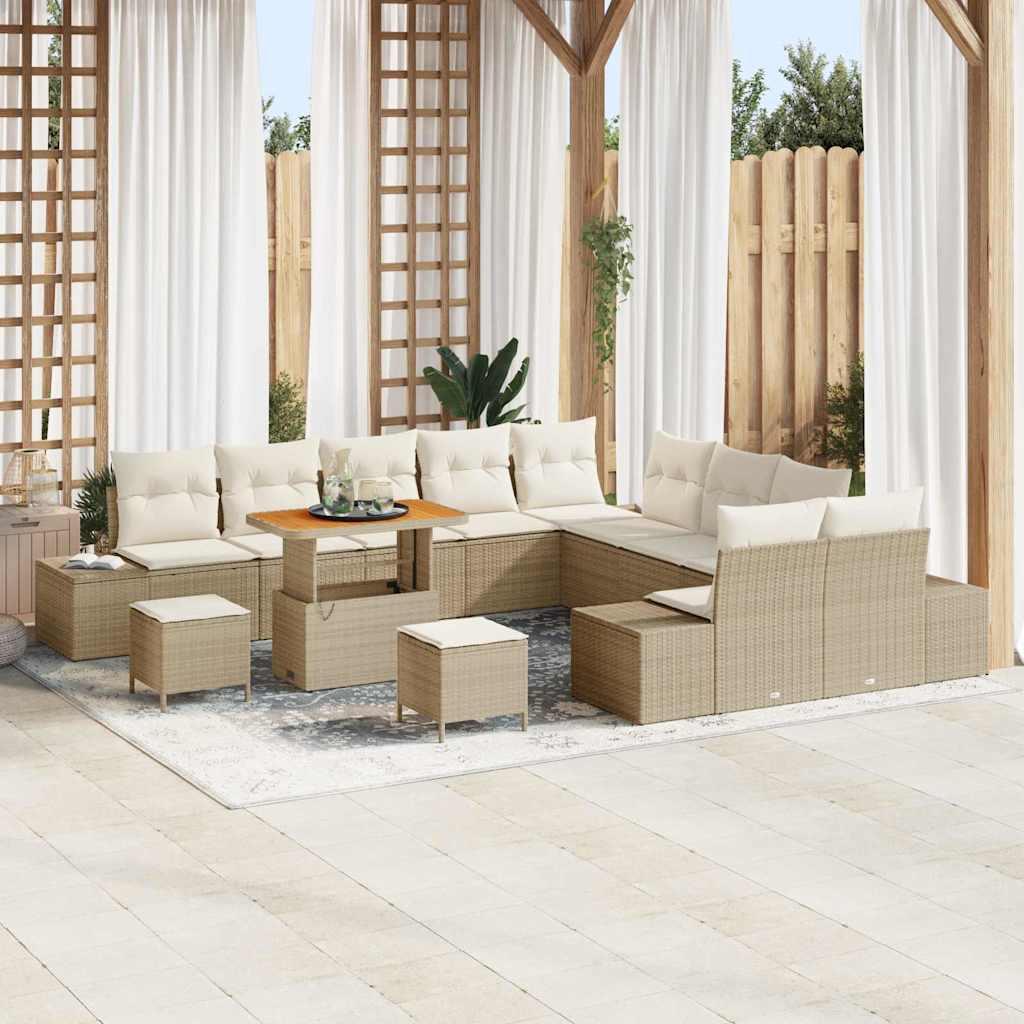 Havesofa Sæt med pude 13 stk Beige og creme 90 x 55 x 71 cm
