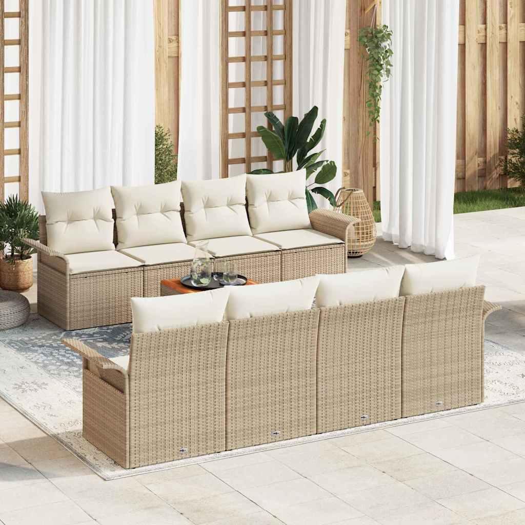 Havesofa Sæt med pude 7 stk Beige og creme 55 x 55 x 37 cm