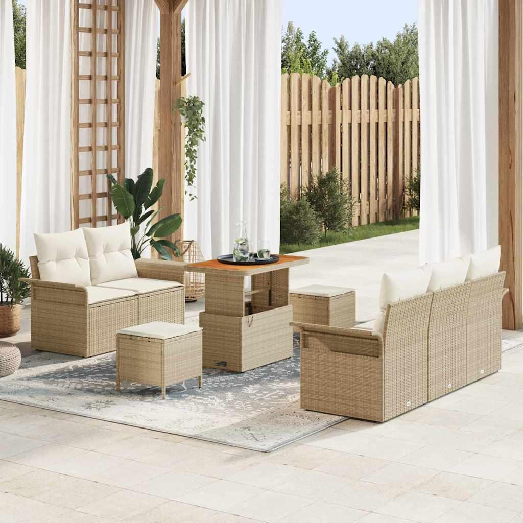 Havesofa Sæt med pude 8 stk Beige og creme 90 x 55 x 71 cm