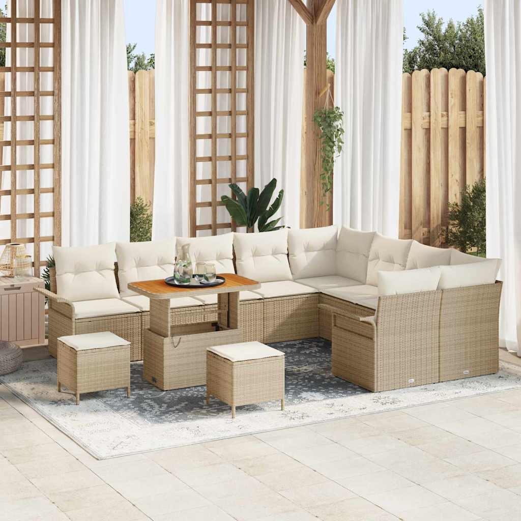 Havesofa Sæt med pude 12 stk Beige og creme 90 x 55 x 71 cm