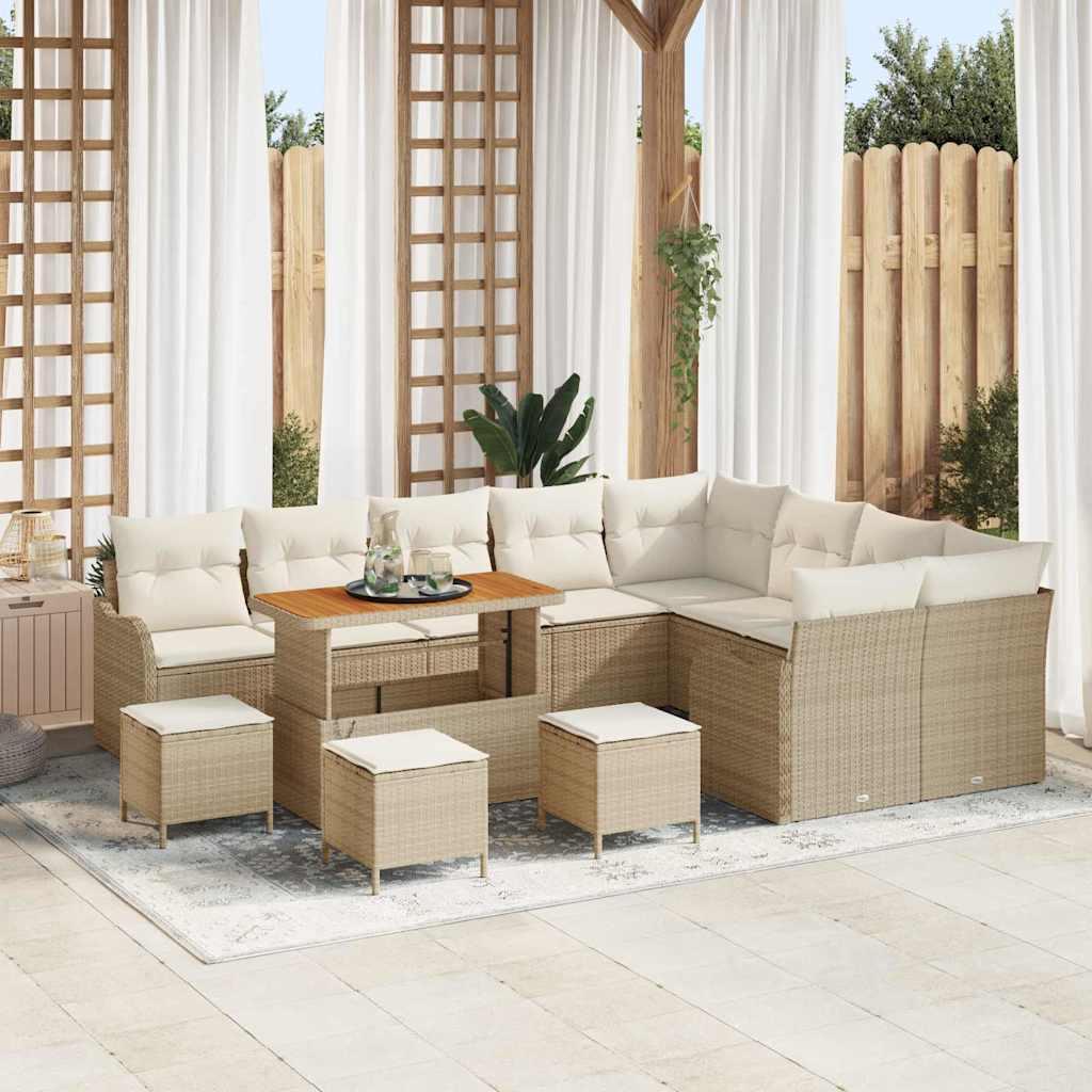 Havesofa Sæt med pude 13 stk Beige og creme 110 x 55 x 71 cm