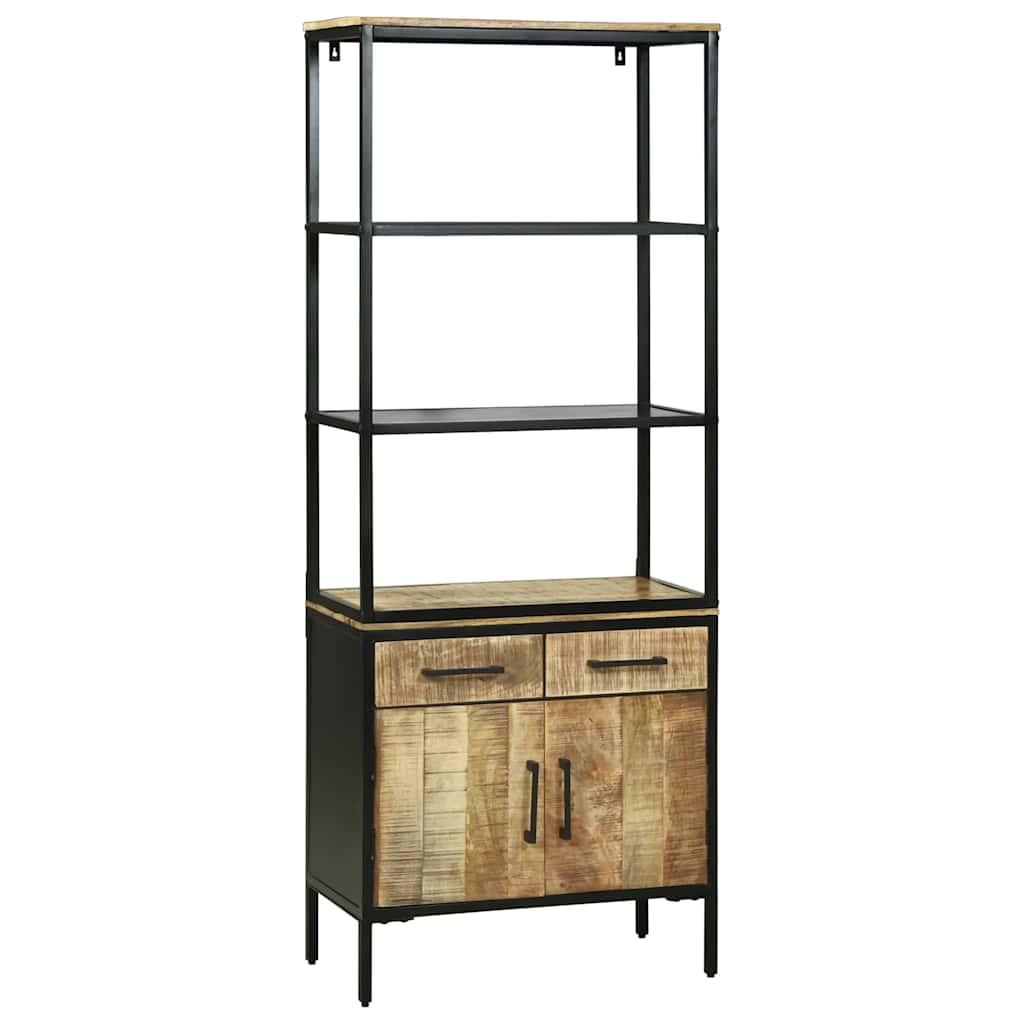 Highboard med 2 skuffer og 2 døre i massivt mangotræ - brun 70 x 35 x 180 cm