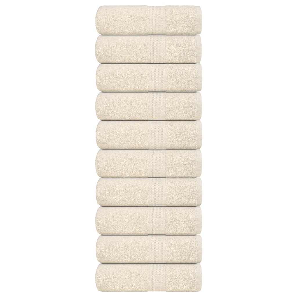 Gæstehåndklæder 10stk. 30x50cm 360g/m2 100 % bomuld cremefarvet