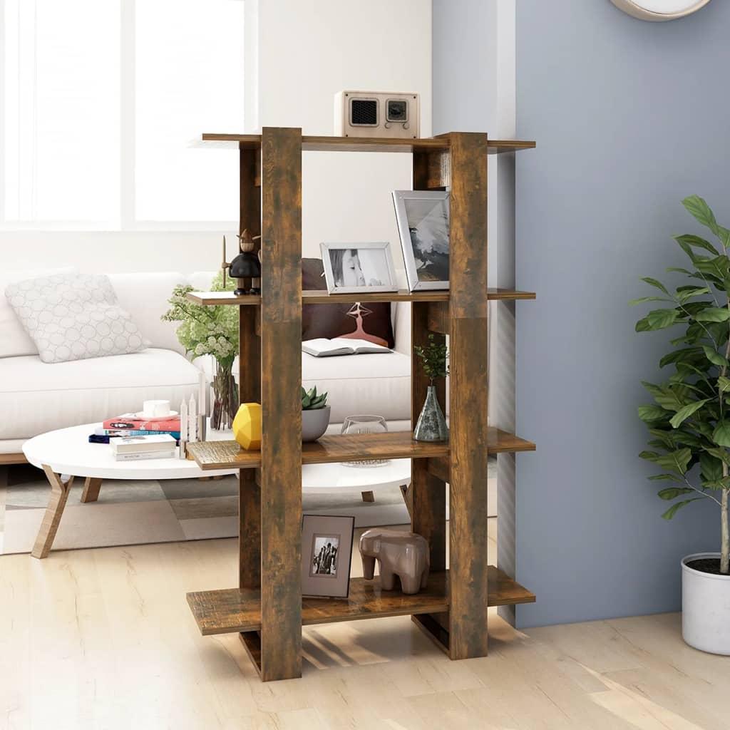 vidaXL bogreol/rumdeler 80x30x123,5 cm røget egetræ