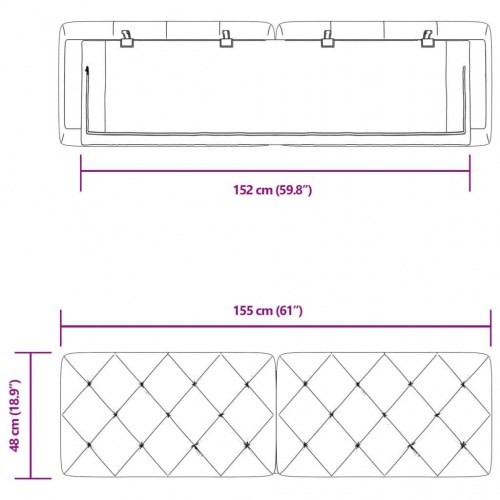 Gavlpude i velour til 152 cm madras - mørkegrå