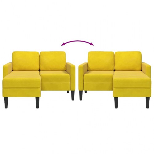 2-personers sofa med chaiselong L-formet 125 cm fløjl gul