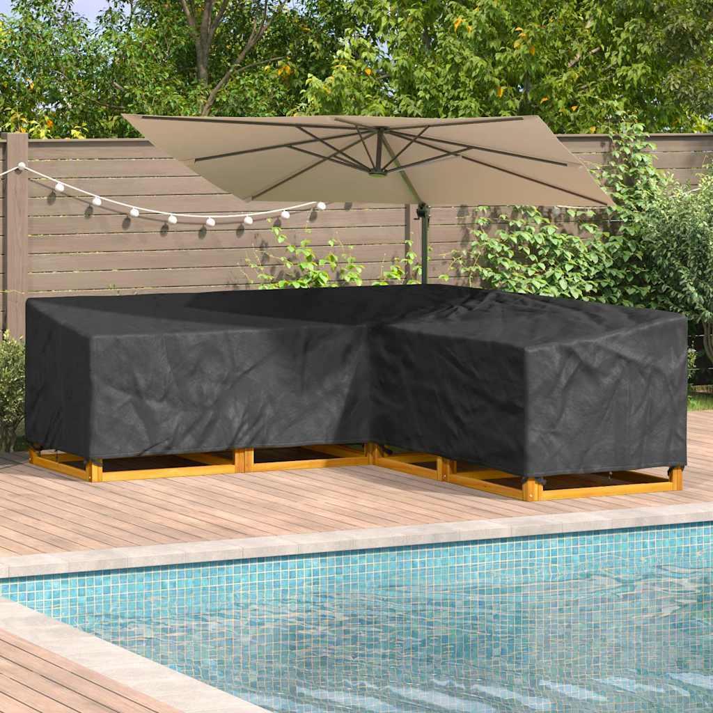 Mbelovertrk L-form 270 x 270 x 80 cm i 600D Oxford stof - sort