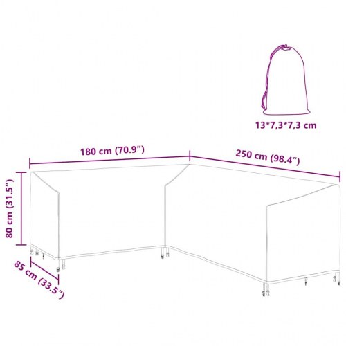 Overtræk til havemøbler Sort 250 x 180 x 80 cm 600D Oxford Stof