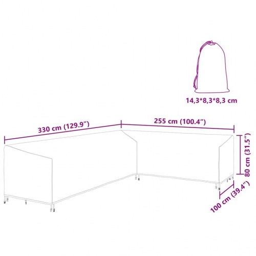 Overtræk til havemøbler Sort 330 x 255 x 80 cm 420D Oxford Stof